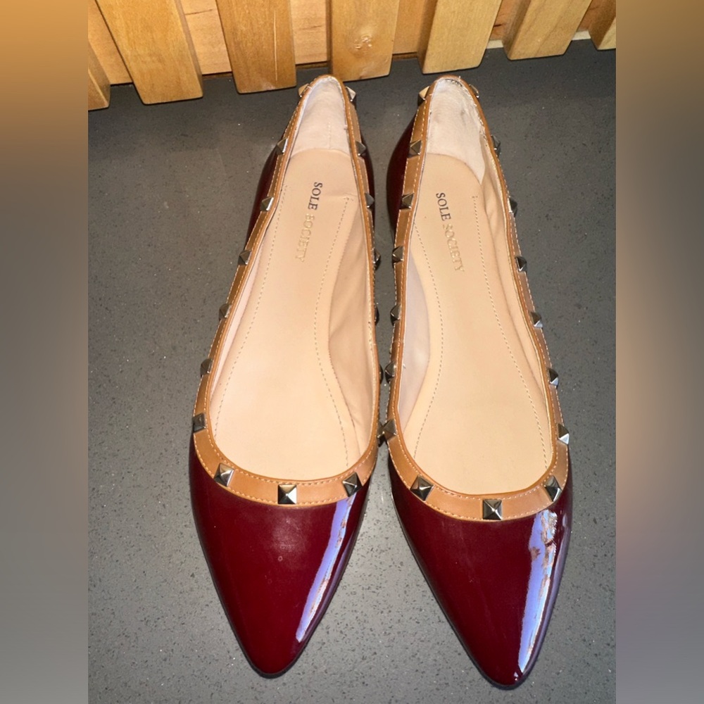 Sole society studded flats shoes size 8